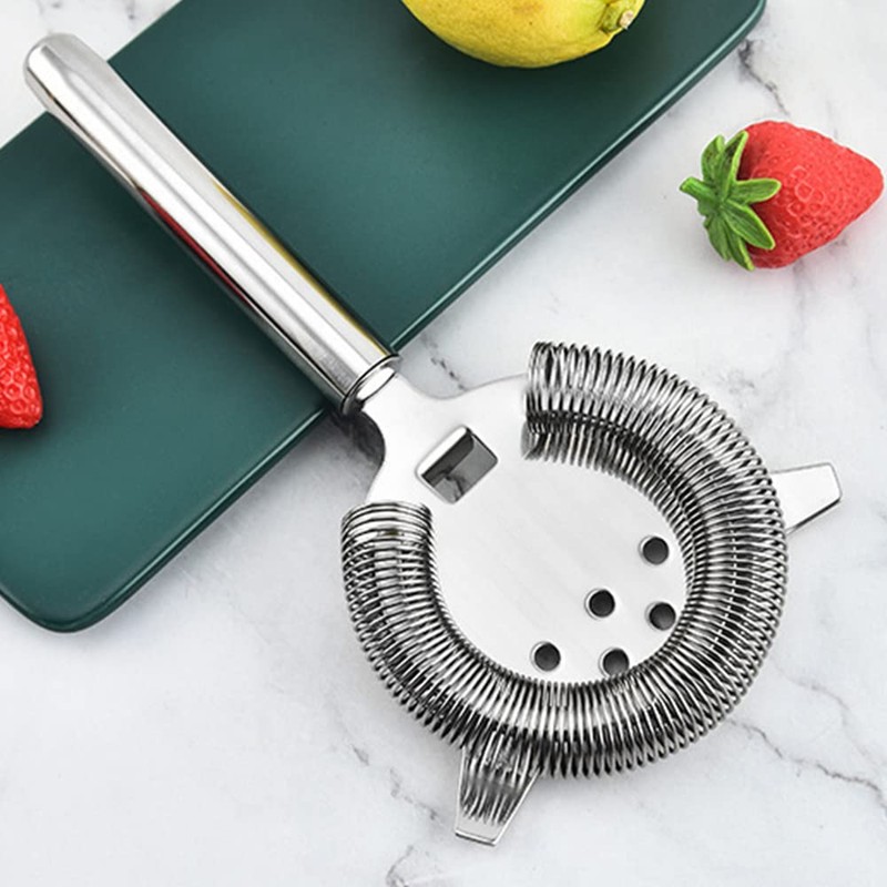 Cocktail Strainer Silver Stainless Steel Bartender Strainer with Wire Spring