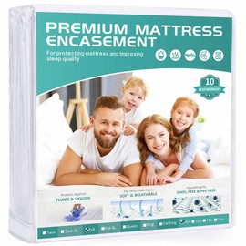 WINKAURA Full Size Waterproof Mattress Protector Fits 6-9" Deep Pocket Spring 54“x75“, Zippered Mattress Encasement Cover with Breathable Soft Premium Terry Top Fabric