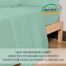 HBHLFZ Queen Flat Sheet Only,Soft and Breathable Brushed Ultra-Fine Fiber Bed Sheets - Hotel Grade Bed Sheets - No Wrinkles,Shrink Resistant and Fade Resistant-Easy to Care for（Queen，Green）