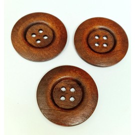 MajorCrafts® 12pcs 40mm Chestnut Brown 4 Holes Large Round Wooden Sewing Buttons Needlework Embellishments