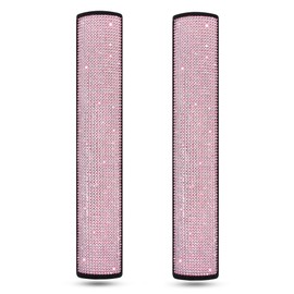 HighnessHwoo Bling Car Seatbelt Covers for Women Girls, Rhinestone Crystal Velvet Seat Belt Cushion Pad Cover Protector, Diamond Shine Safety Shoulder Pad, Car Interior Accessories, 2pcs, Pink, 34cm