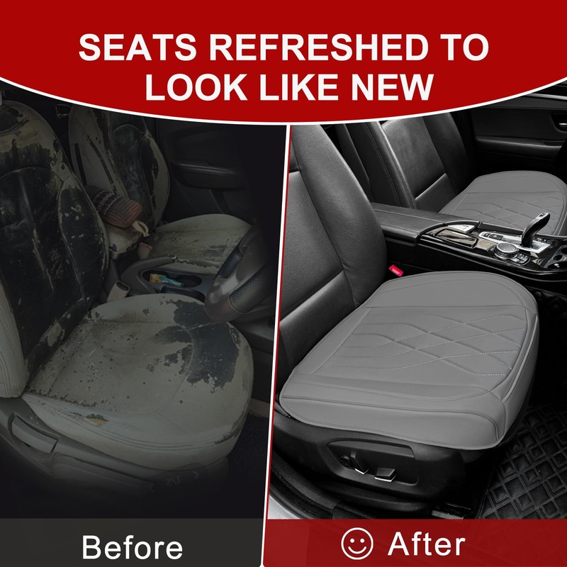 Sanwom 2 Pack Leather Front Car Seat Cover, Anti-Slip and