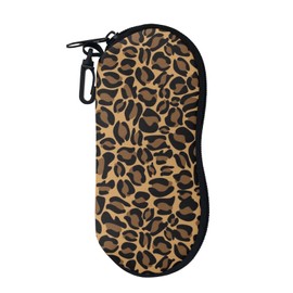 STUOARTE Ladies Girls Glasses Case Bag with Black and Brown Leopard Animal Print Women Outdoor Camping Hiking Beach Sunglasses Pouch Bag