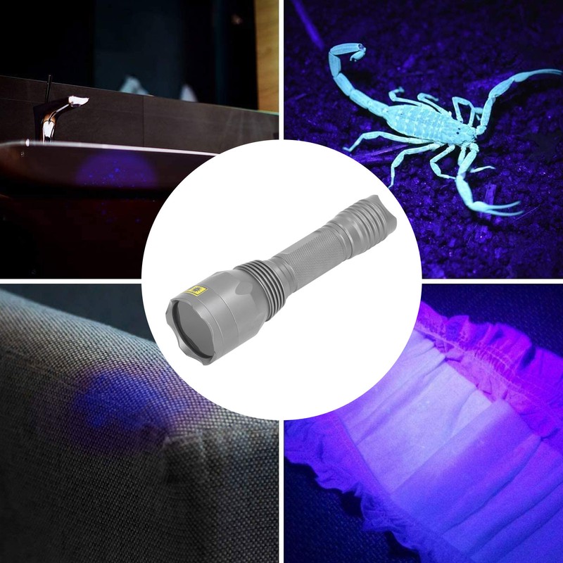 UV Flashlight Portable Aluminum Alloy Shell 365nm LED Blacklight Flashlight