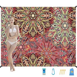 Aroveea Beach Blanket Waterproof Sandproof 1-7 Adult Oversized 78 '' × 110 '' Lightweight Durable Compact Sand Free Beach Mat for Travel Camping Hiking Picnic Blanket Extra Large