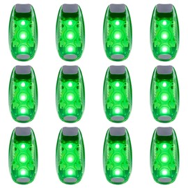 12 Pack Led Safety Light, Safety Light, High Visibility Strobe Running Lights Used for Bicycle, Walking Etc. Clip-On Running Lights Clip to Clothes Strap to Wrist, Bike Or Anywhere (Green)
