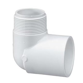 PVC 90 Degree Elbow Pipe Connector – MIP Male Pipe Thread x Slip Socket (3/4"Socket x 3/4"MIP)
