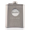 Brother's 50th Birthday, Stainless Steel Engraved Hip Flask with Solid