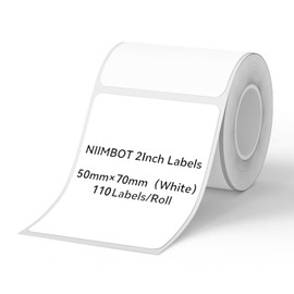 NIIMBOT Labels for B1/B21/B3S Label Maker, 50 x 70 mm (1.97'' x 2.76'') 110 Tapes/Roll, Thermal Label Tape, Waterproof, Oil-Proof for Home Office Small Business Labeling Tape Replacement(White)