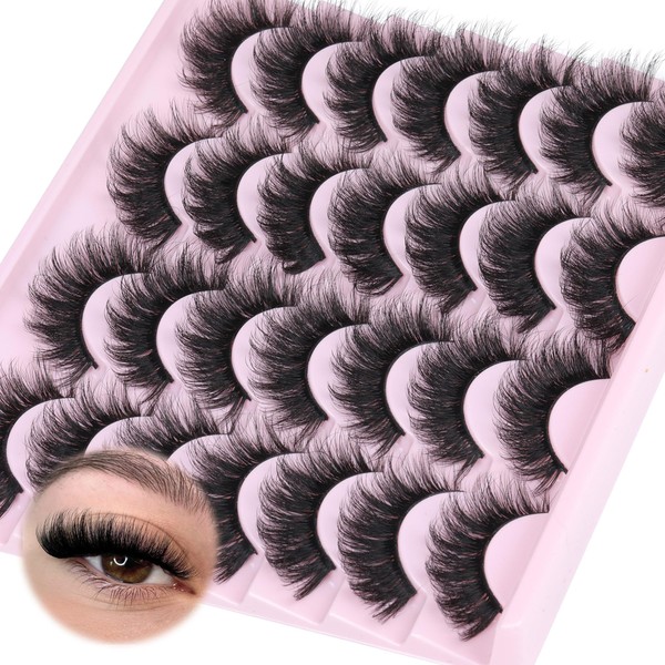 JIMIRE Lashes Wispy False Eyelashes 14 Pairs Full Faux Mink