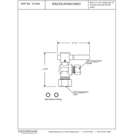 Westbrass 1/4-Turn Lever Handle Angle Stop, 5/8" OD x 3/8" OD, Satin Nickel, D105BL-07