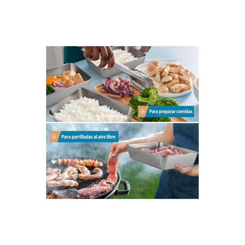 8PCS Recipientes de Acero Inoxidable con Tapas 2100ML, Contenedores para