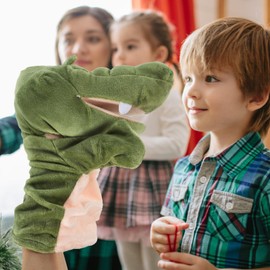 TOYANDONA Hand Puppets Crocodile Plush Toy Zoo Alligator Dolls Soft Plush Hand Puppets for Storytelling Teaching Preschool Role Play Toy