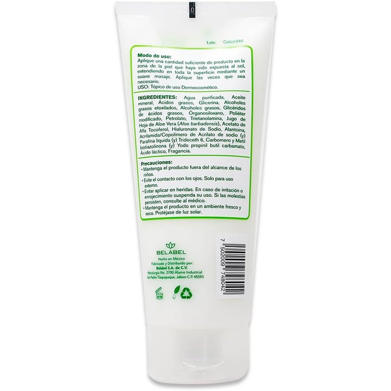 ALOE VERA CREMA POST SOLAR Tubo c/200 G.