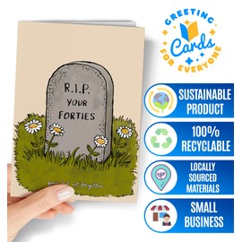 50th Birthday Card - Funny 50th Birthday Card for Her, Him - Happy Bday Cards for 50 Year Old Women, Men, Mom, Wife, Dad, Aunt or Friend - RIP Your Forties Bday