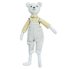 Wilberry - Linen - Bear in Dungarees Soft Toy - WB004222, 30 cm