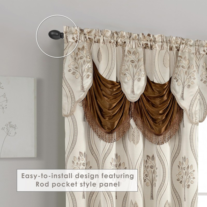 Elegant Comfort Luxurious Beautiful Curtain Panel Set with Attached Valance