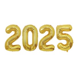 16 Inch 2025 Number Foil Balloons for New Years Eve Party Supplies Festival Party Anniversary Party Graduation Decorations Home Office Décor- Gold