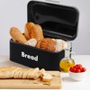 Plexon Black Bread Box for Kitchen Countertop with Lid, Metal