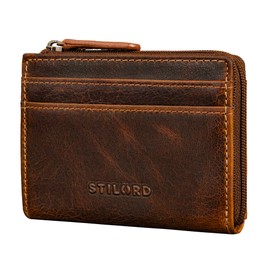 STILORD 'Cardino' Credit Card Holder Leather Card Holder - Men's Genuine Leather Mini Card Holder Wallet Card Wallet Women's Small Wallet RFID, Luino - Brown, coin purse