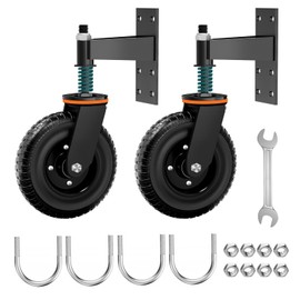 Uouteo 8 Inch Fence Wheels - Heavy Duty Gate Wheels for Metal Tube Gate Wooden Fence, 600lb Capacity 360 Degree Rotation Spring-Loaded Farm Garden Caster with Screws & Screwdriver, 2 Pack