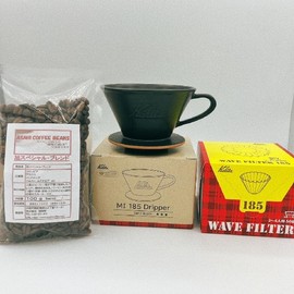 Kalita MI185 Coffee Beans Paper Set, Carita, Mino Ware x Wave Dripper Pottery, For 2-4 Cups, Dedicated Roshi KWF-185, 50P (Sand Black), Beans)