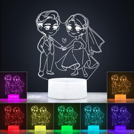 DIWNELEM 3D Optical Illusion Night Light 16 Colors Dimmable Desk Lamp Bedroom Decorations Bedside LED Night Light for Home Decorations Christmas Birthday Wedding Gifts (Lovers)