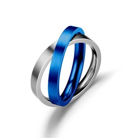 COLORFUL BLING Anillos giratorios dobles entrelazados para mujeres y hombres, de acero inoxidable, para aliviar el estrés, la ansiedad, Fidget Jewelry, Metal, Inoxidable,
