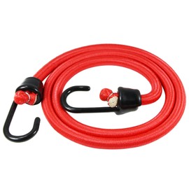 Joneaz Bungee Cords 24 inch with Metal Hooks, 4 Pack, Red Heavy Duty Bungee Cord with 10mm Diameter, Marine Grade Plastic Coating Hooks