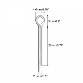sourcing map 60 Pieces Split Cotter Pin Fixing Stainless Steel Clip for Automotive Mechanics 2.5mm x 20mm
