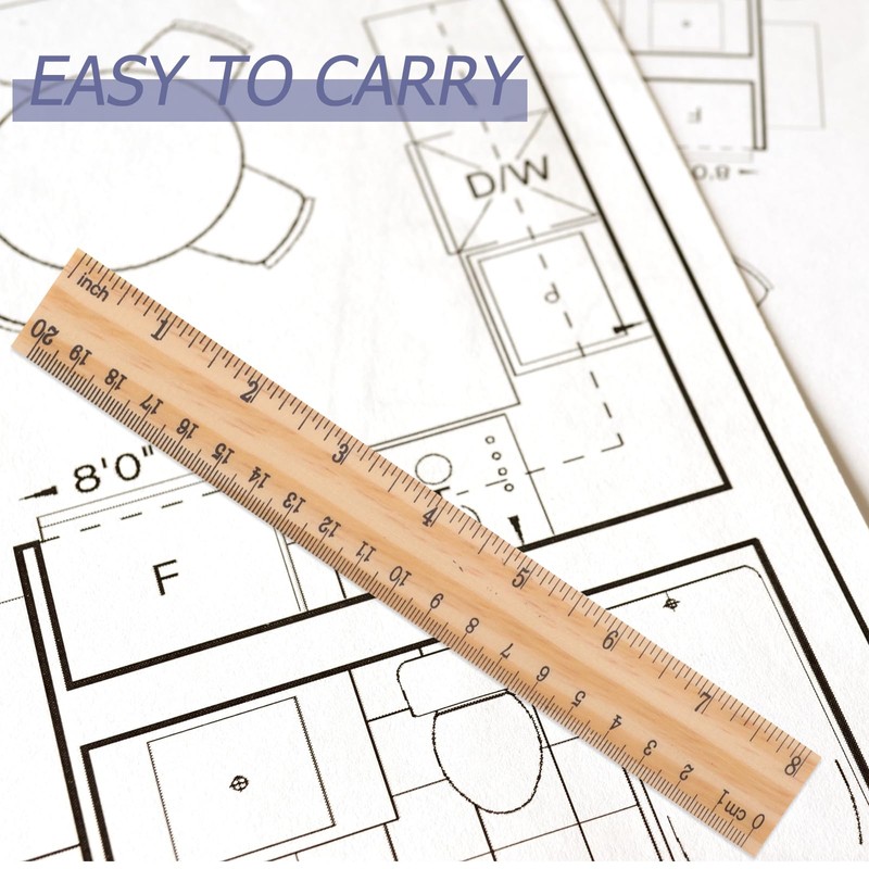iplusmile 30 Pieces Wooden Ruler Hardwood Measuring Stick Training Aid