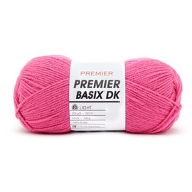 Premier Yarns Basix DK Weight Yarn, Made of Acrylic, Ideal Yarn for Crocheting and Knitting, Machine-Washable, Petal Pink, 3.5 oz, 306 Yards