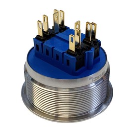 Push button made of stainless steel, push button with 40 mm diameter, IP67 protection, switching capacity: 250 V at 5 amps (curved touch surface)