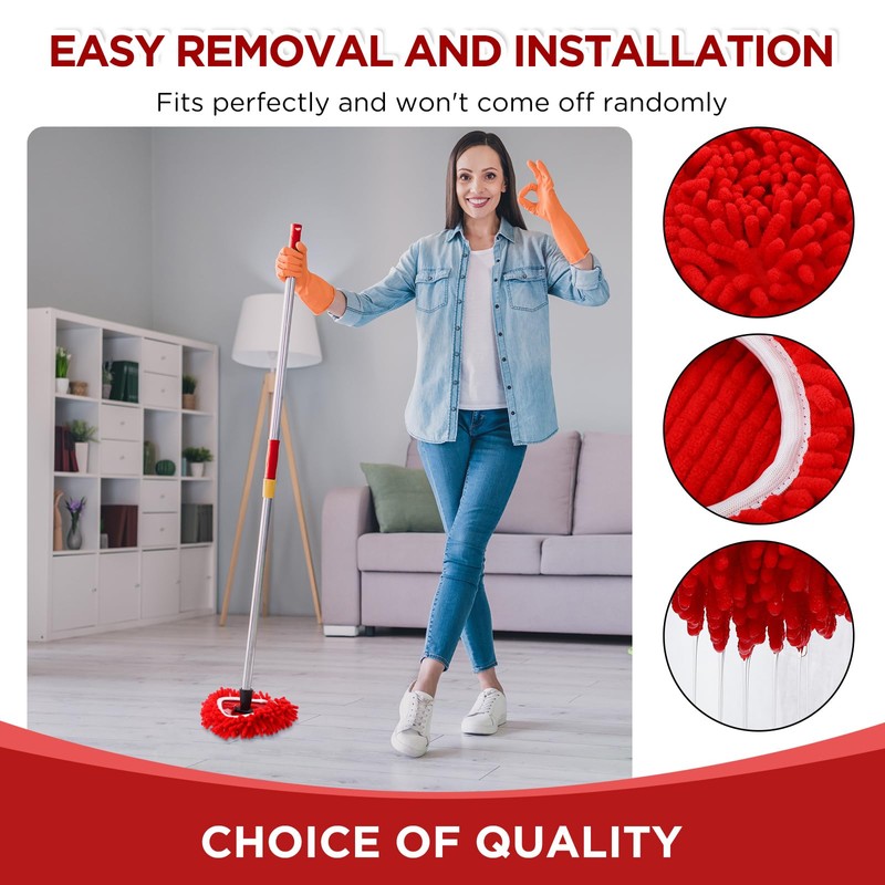 Baderke 3 Pack Chenille Mop Heads Replacements Compatible with 1