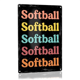 Softball Metal Tin Sign Decor, Softball Sports Game Day Decoration for Office Classroom, Softball Prayer Catcher Team Preppy Gifts for Girls Coach, 8X12 Inches