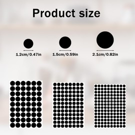 Hpmjz 1740 Pcs Self-Adhesive Screw Hole Stickers Dustproof Caps Wood Stickers PVC Screw Covers Caps Sticker 18 Sheets Black Screws Covers Sticker 12 mm/15 mm/21 mm for Furniture Wall Cabinet Desk