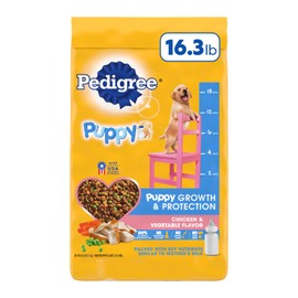 Pedigree Puppy Growth & Protection Dry Dog Food Chicken & Vegetable Flavor, 16.3 lb. Bag