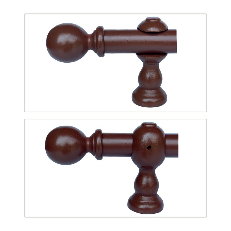 HEVSTIL 2Pack Wood Curtain Rod Brackets,Brown Support Bracket,Window Curtain Hooks