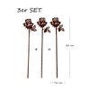 Lilienburg Set of 3 Rose Rust Stakes, Flower, Rust Rose