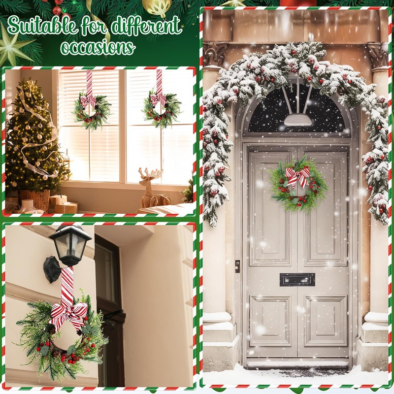 Suncalla 6 Pcs Christmas Kitchen Cabinet Wreaths Bulk, Red, White