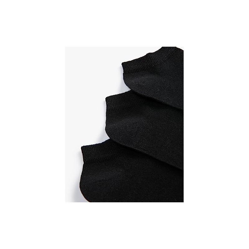 Koton Men's 3-Pack Basic Bootie Socks Set, Black(999), One Size