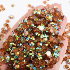 Niziky 1000PCS 6mm Resin Flatback Jelly Resin Rhinestones, Flatback Rhinestones Crystal for Crafts, Coffee Yellow AB Color Flatback Jelly Resin Rhinestones for Shoes, Mugs, Bottles, Cups, Crafts