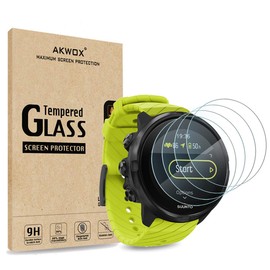 AKWOX (Pack of 4) Tempered Glass Screen Protector for Suunto 9, [0.3mm 2.5D High Definition 9H] Premium Clear Screen Protector for Suunto 9