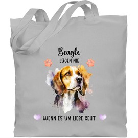 Geschenk mit Namen personalisiert by Shirtracer - Cotton Bag - Dogs - Beagle - Gift Dog Owners, 1 Light Grey, Unit size