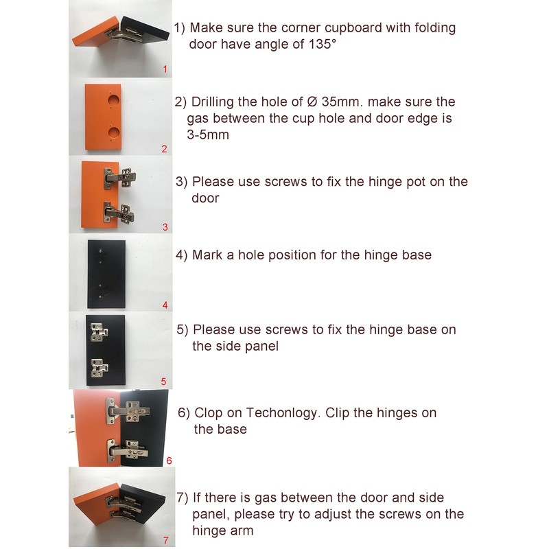 LIKERAINY 45 Degree Hinge 35mm with Hydraulic Damper for Special