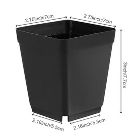 HOIGON - Juego de 100 macetas cuadradas negras de 3 pulgadas, macetas de plástico gruesas duraderas con agujeros de drenaje, pequeños recipientes cuadrados para plantar flores y tomates albahaca