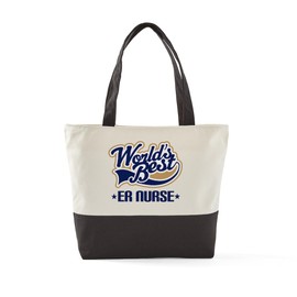 CafePress ER Nurse Wb Navytan Canvas Tote Top Zipper Closure