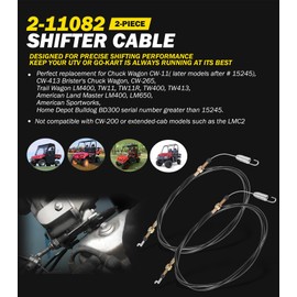 2Pcs 2-11082 Shifter Cable for Chuck Wagon CW-11 CW-265 CW-413, Trailmaster Trail Wagon TW400 TW11, BD300, Land Master LM400 LM650, UTV Go-Kart Shift Cables Parts and Accessories