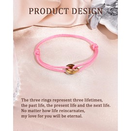 QianSiLi Good Luck Gifts Red String of Fate Bracelet Red Thread Bracelet For Women Soulmate Couple Bracelets Valentine'S Day Anniversary Birthday Gifts For Girlfriend Boyfriend Wife Him Her (Pink)