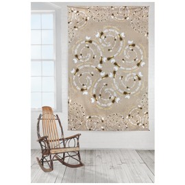 Sunshine Joy Woodstock Music Festival Fractals Tapestry Beach Sheet Hanging Wall Art - Huge 60x90 Inches